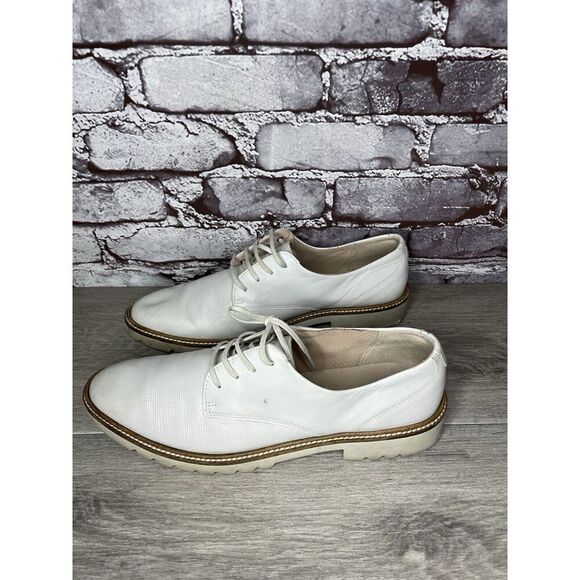 ECCO White Leather Perforated Lace Up Oxfords Shoes Women Sz 40EU/9.5M US - Picture 13 of 16